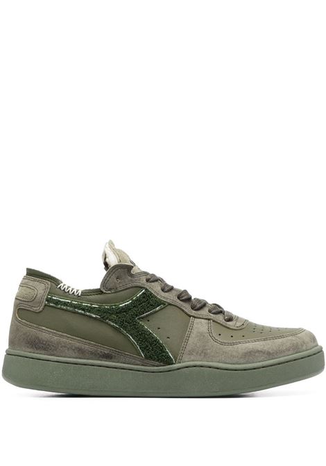 Sneakers basse Mi Basket in pelle di vitello e tela verde muschio DIADORA | 180206-MI BASKET ROW CUT TERRY70423